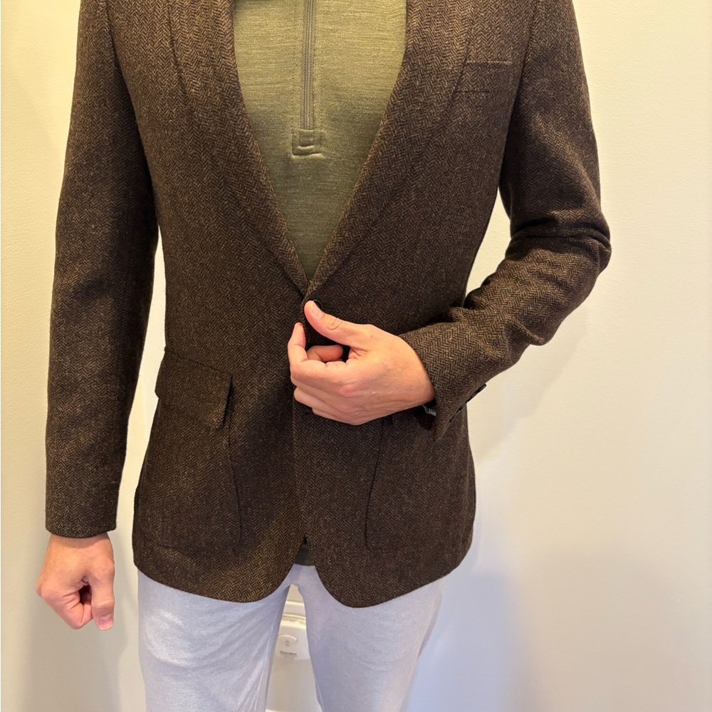 J. Crew Brown Blazer with Slim Fit and Textured Fabric